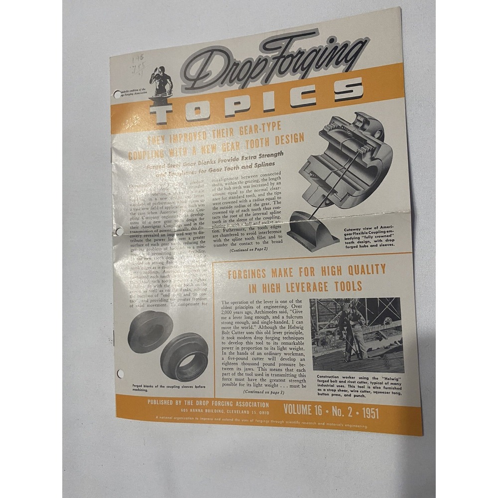 1951 Drop Forging Topics Brochure Volume 16 #2 by Drop Forging Association